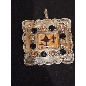 Vintage Alpaca Mexican Religious Pendant/Drop